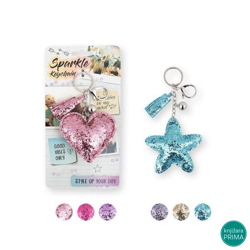 Privezak TRENDHAUS srce i zvezda sa glitterom 