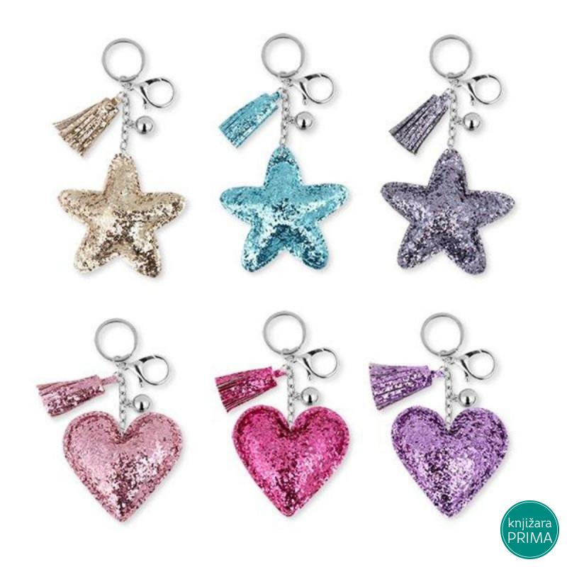 Privezak TRENDHAUS srce i zvezda sa glitterom 