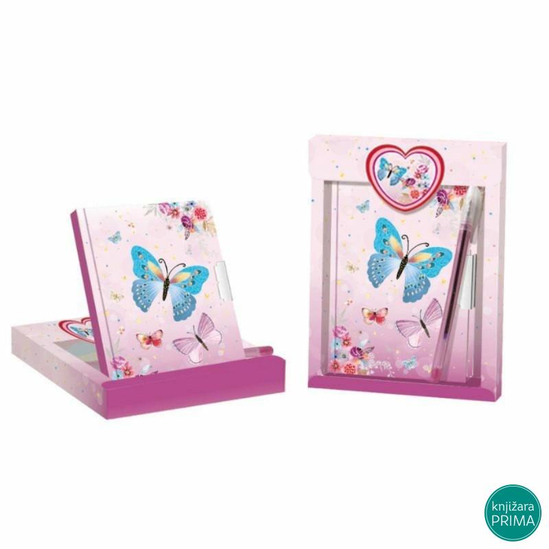 Dnevnik set sa ključićem Leptir 