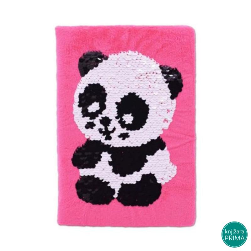 Plišani notes A5 panda sa šljokicama 