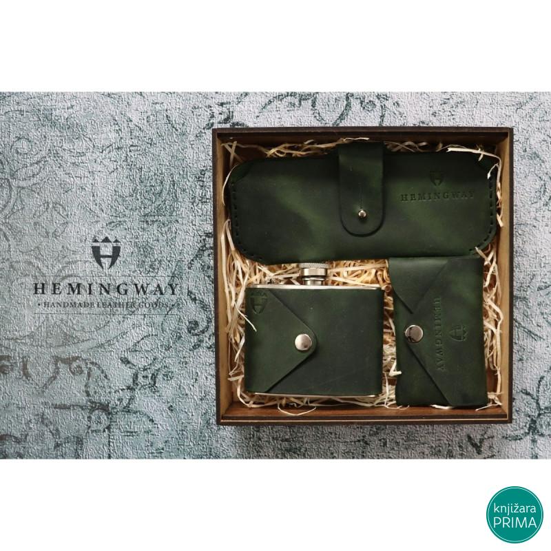 Novčanik, futrola za naočare i pljoska HEMINGWAY Hunters gift box 