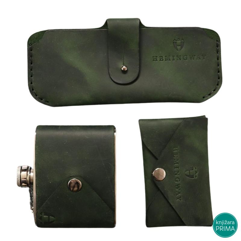 Novčanik, futrola za naočare i pljoska HEMINGWAY Hunters gift box 