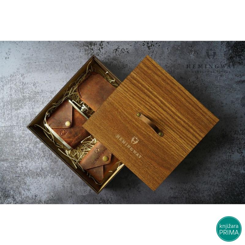 Novčanik, futrola za naočare i pljoska HEMINGWAY Guerrilla gift box 