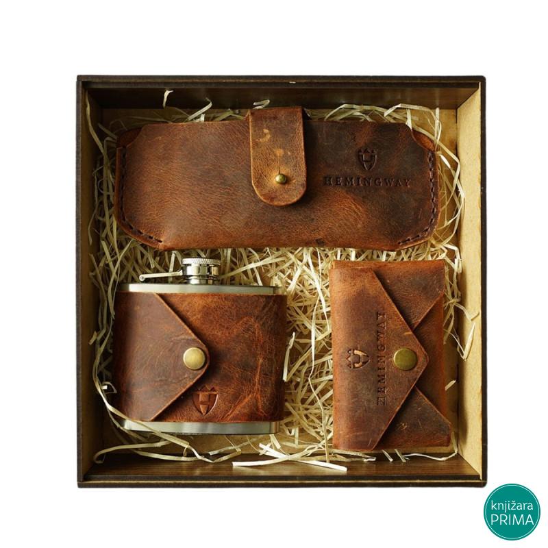 Novčanik, futrola za naočare i pljoska HEMINGWAY Guerrilla gift box 