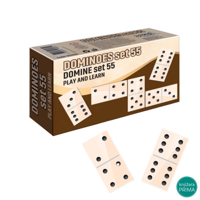 Domine u drvenoj kutiji 55 komada 