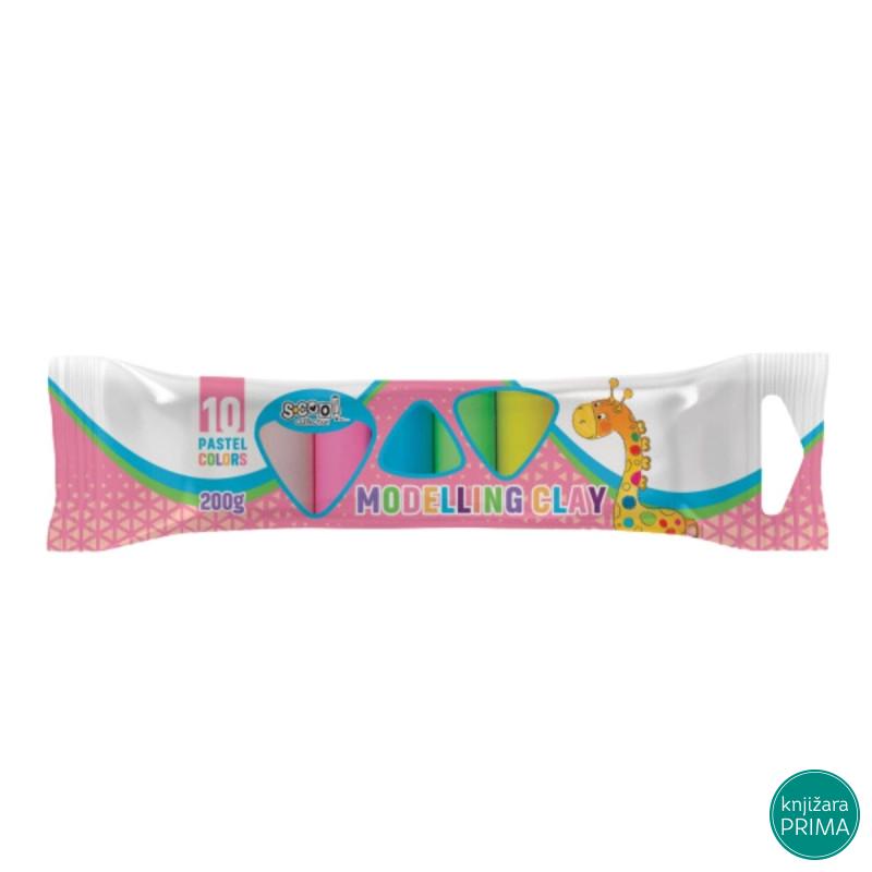 Plastelin SCOOL 10 boja pastel 200g 
