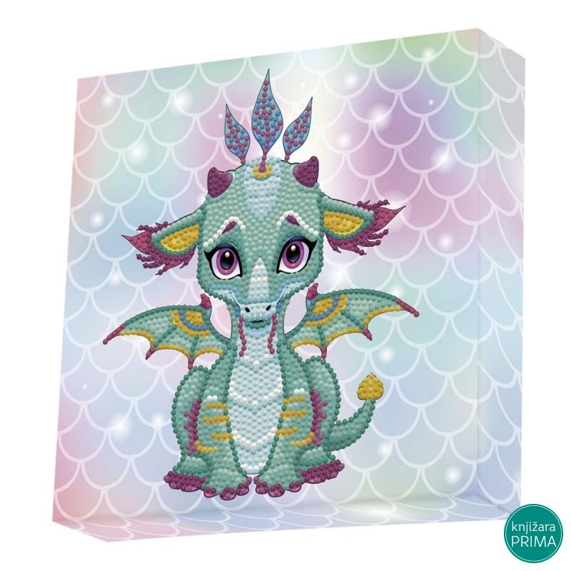Ukrasi tačkicama DOTZIES platno 22x22 - Ariel the Baby Dragon 