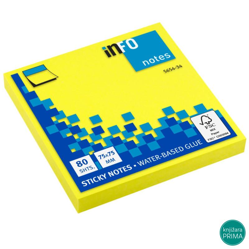 Samolepljivo blokče INFO Sticky notes - neon žuta 