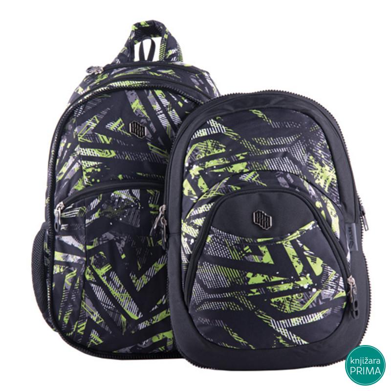 Školski ranac PULSE 2u1 Teens - Green riddle 