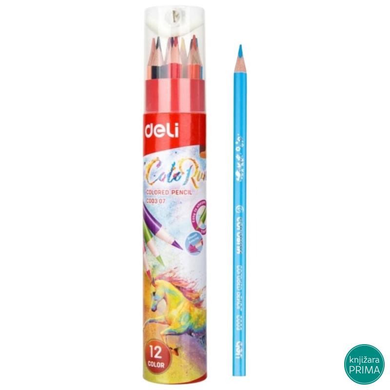 Drvene bojice 12 DELI Color Run u tubi 