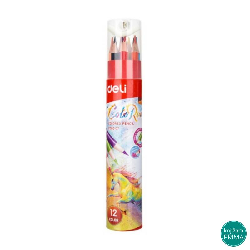 Drvene bojice 12 DELI Color Run u tubi 