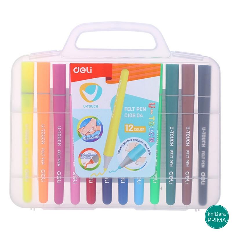 Flomasteri 12 DELI U-Touch u koferčetu 