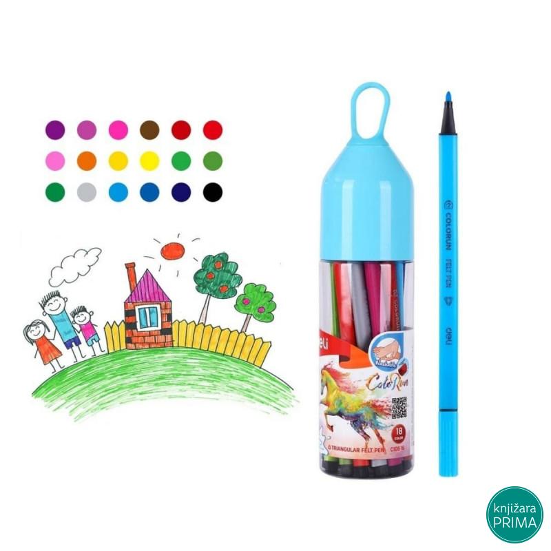 Flomasteri 12 DELI Color run u PVC tubi 