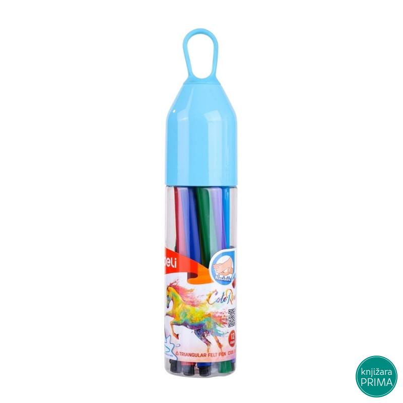 Flomasteri 12 DELI Color run u PVC tubi 