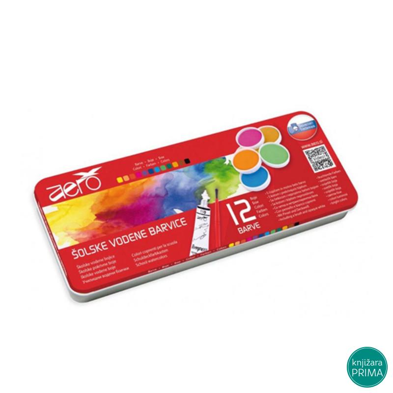 Vodene boje 12 AERO u metalnoj kutiji 