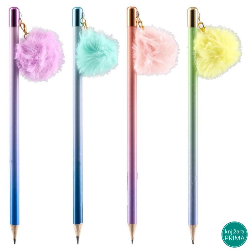 Grafitna olovka sa pom pom dekoracijom 