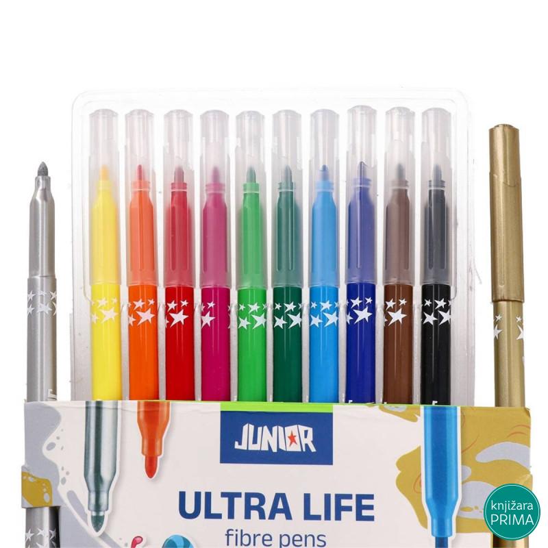 Flomasteri 10+2 JUNIOR Ultra Life sa zlatnom i srebrnom 