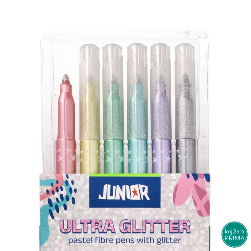 Flomasteri 6 JUNIOR Ultra Glitter Pastel 