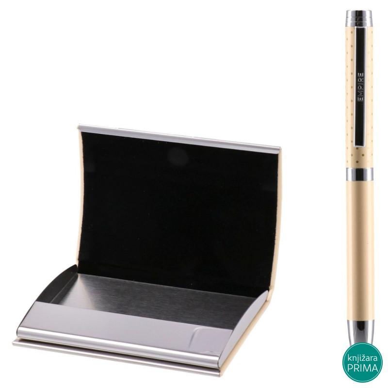 Set hemijska olovka i držač za kartice EMPIRE krem 