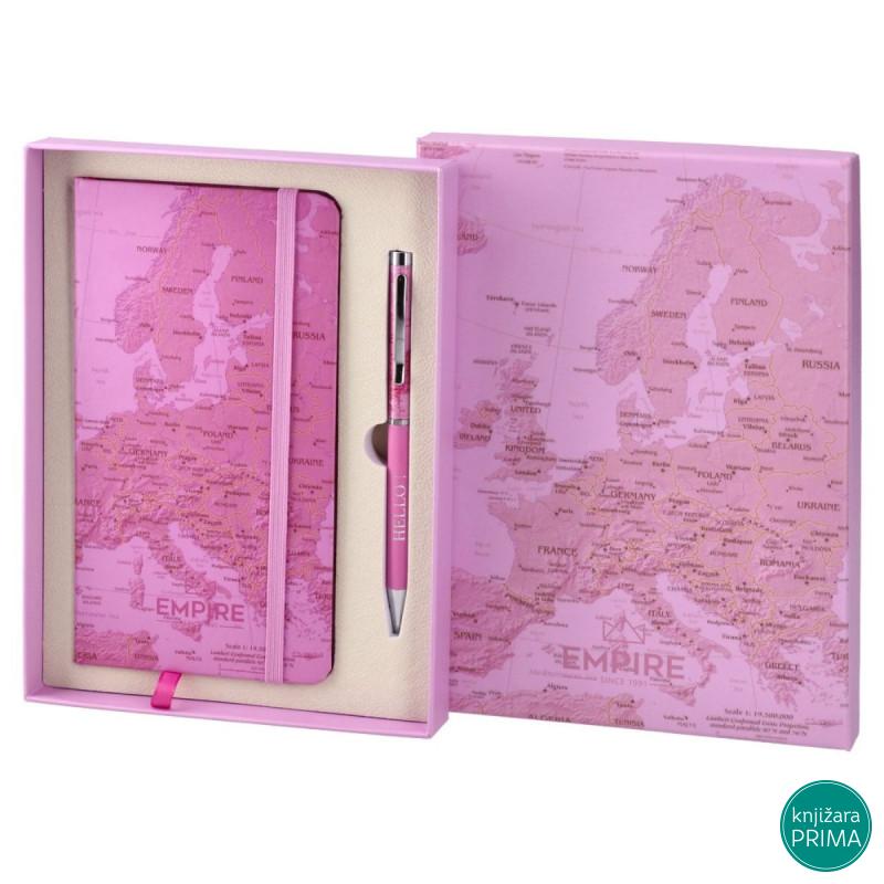 Rokovnik i hemijska olovka EMPIRE roze 