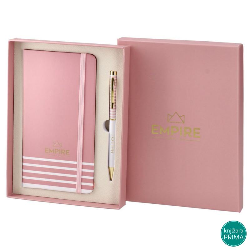 Rokovnik i hemijska olovka EMPIRE roze 