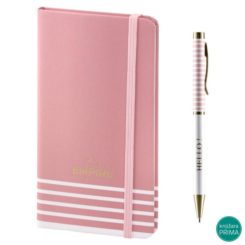 Rokovnik i hemijska olovka EMPIRE roze 