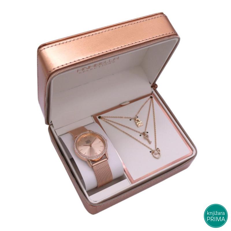 Poklon set sat i ogrlica LANTANA rose gold 