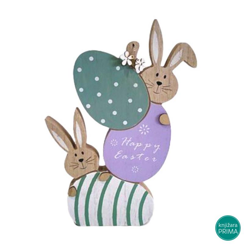 Uskršnja dekoracija - drvene zeke i jaja 24cm 