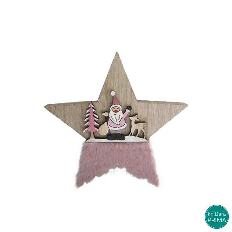 Drvena dekoracija zvezda 19 cm 