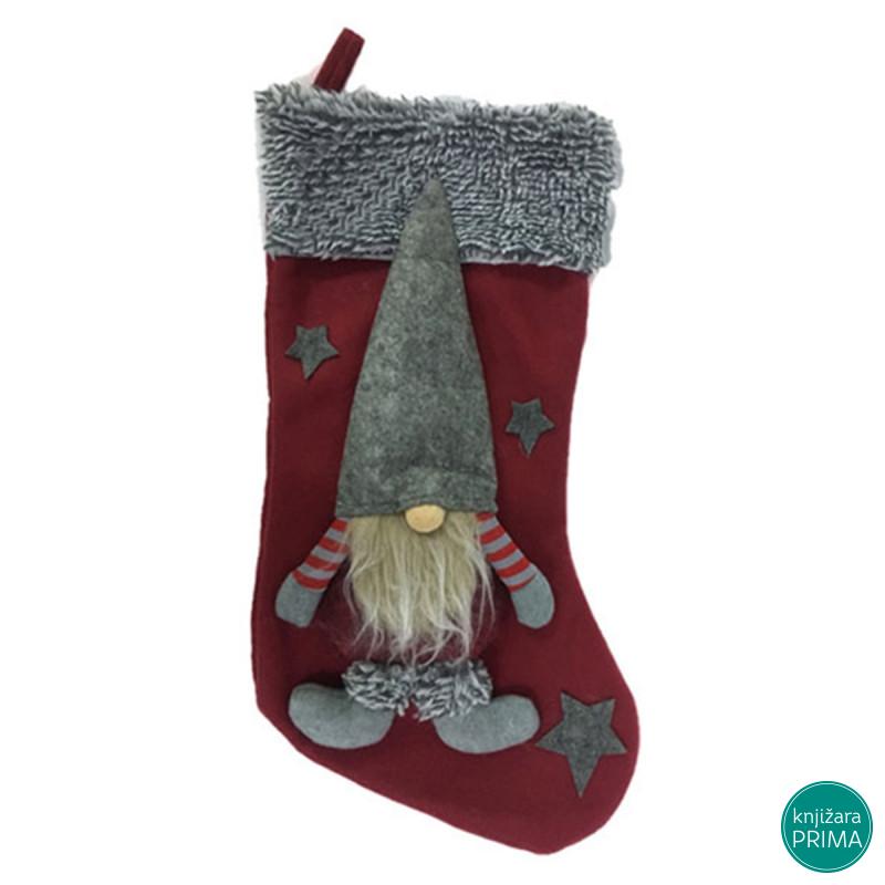 Novogodišnja crvena čarapa 50 cm 