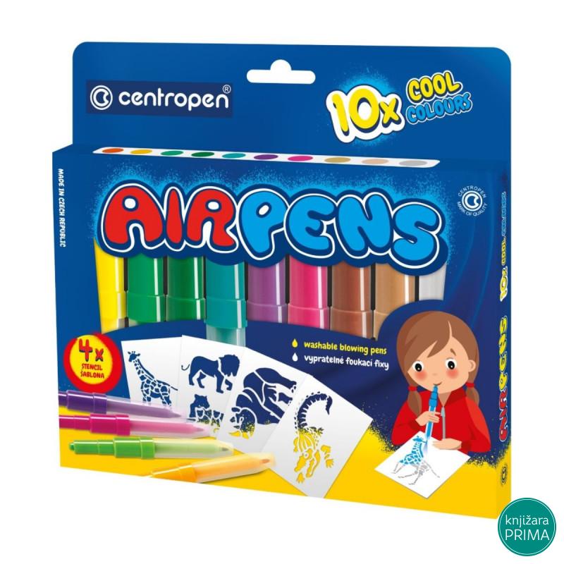 Duvajući flomasteri 10 CENTROPEN - Cool sa šablonima 