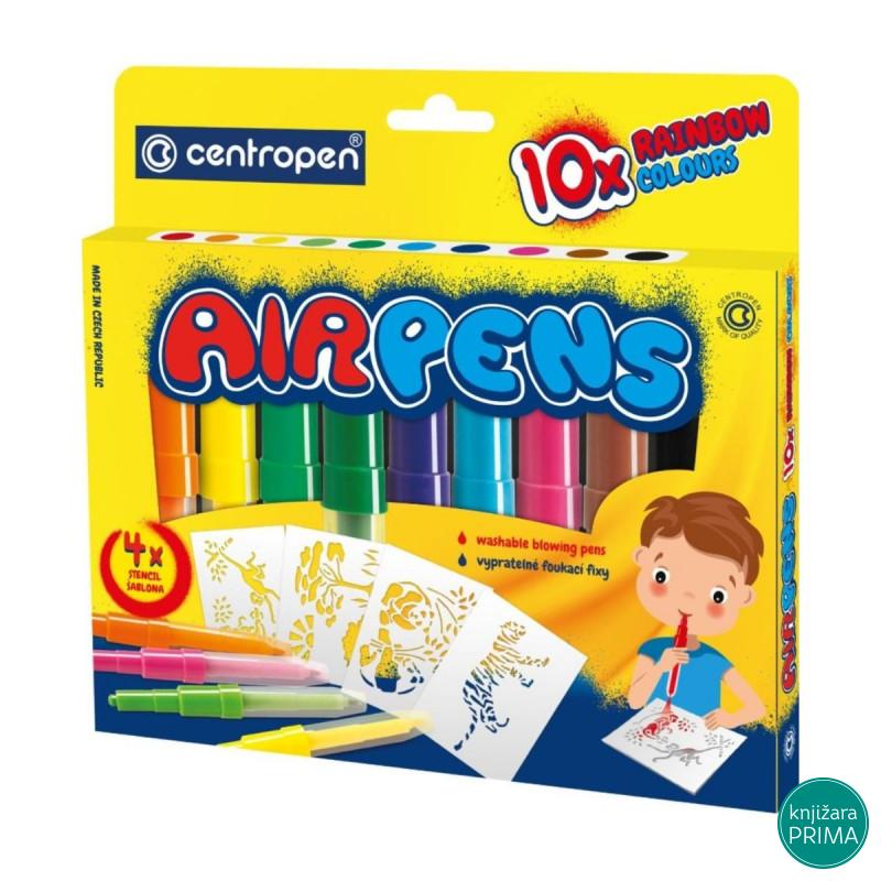Duvajući flomasteri 10 CENTROPEN - Raonbow sa šablonima 