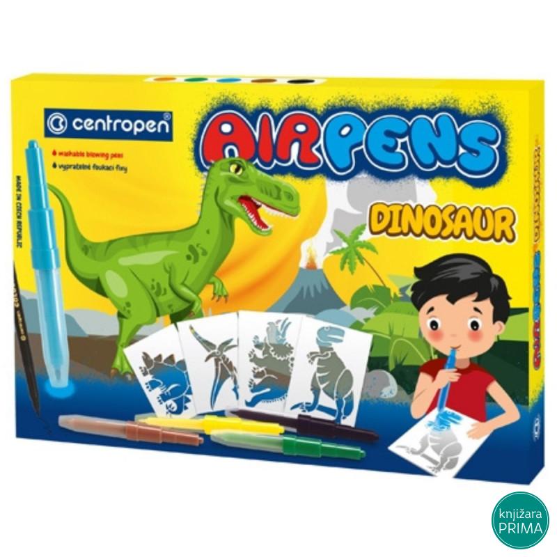 Duvajući flomasteri 5+1 CENTROPEN - Dino sa šablonima 