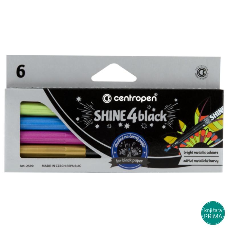 Flomasteri 6 CENTROPEN - Shine 4 Black 