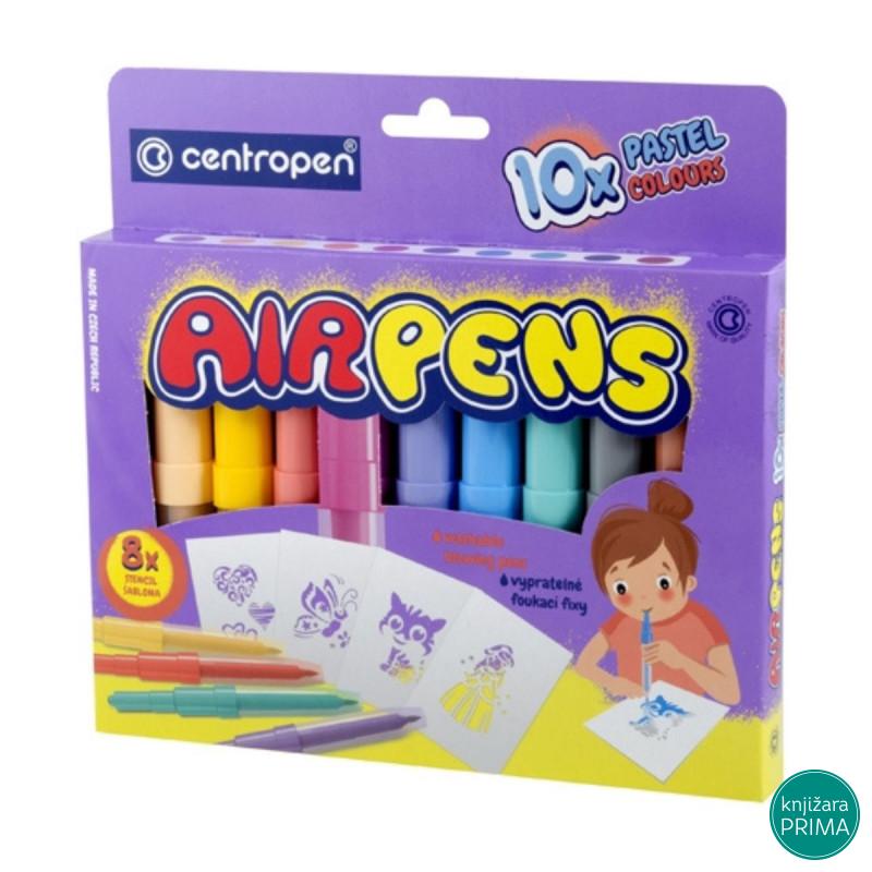 Duvajući flomasteri 10 CENTROPEN - Pastel sa šablonima 