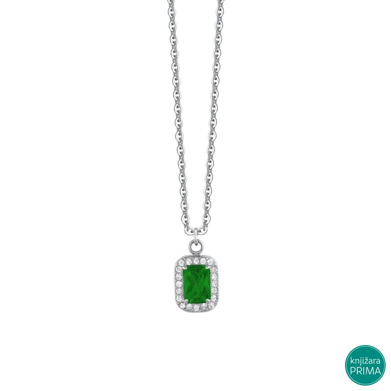Ogrlica LUCA BARRA zeleni kristal 
