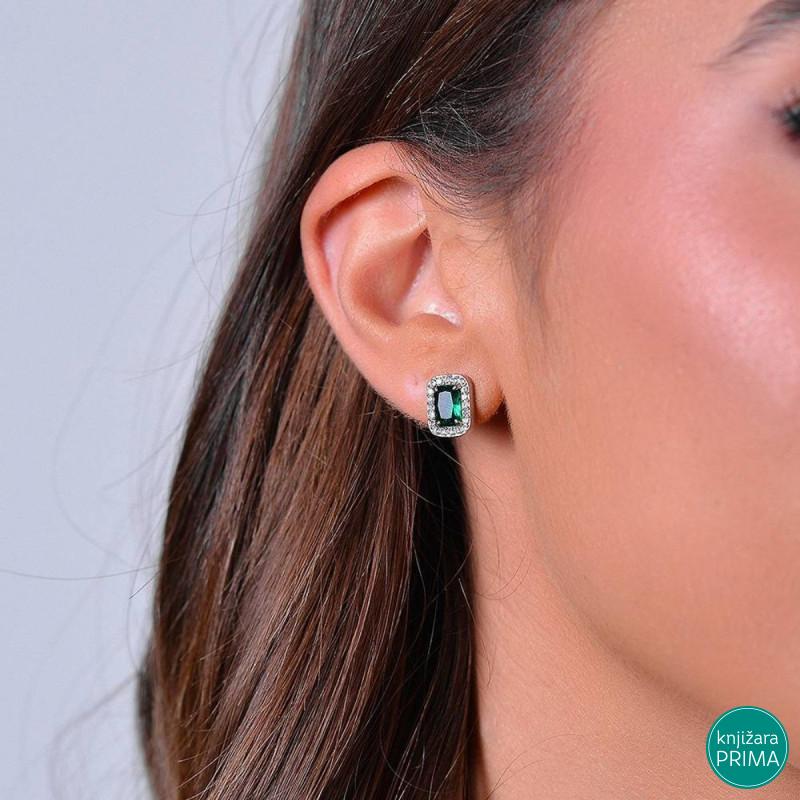 Minđuše LUCA BARRA zeleni kristal sa cirkonima 