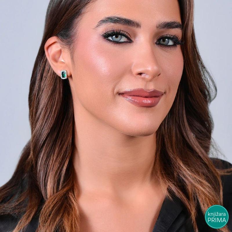 Minđuše LUCA BARRA zeleni kristal sa cirkonima 
