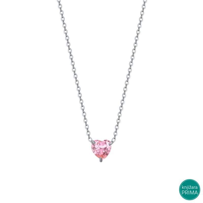 Ogrlica LUCA BARRA kristal roze srce 