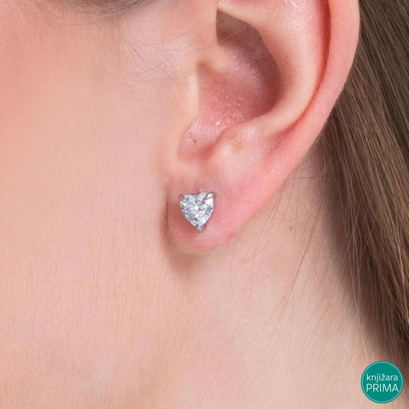 Minđuše LUCA BARRA beli kristali srca 