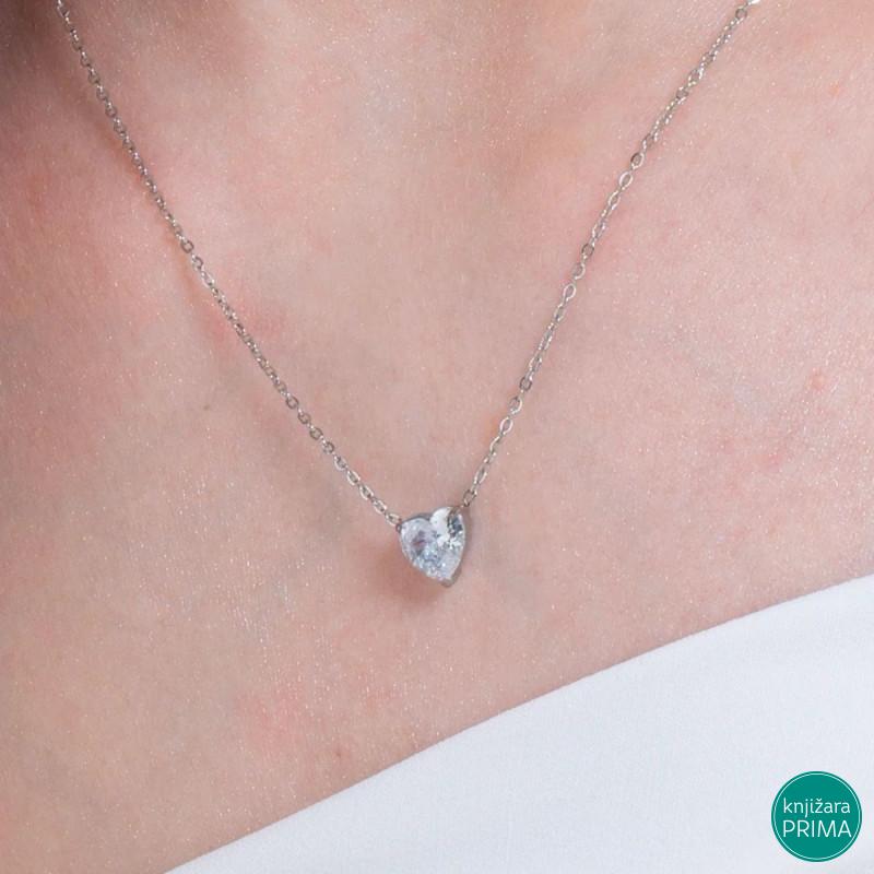 Ogrlica LUCA BARRA kristal belo srce 