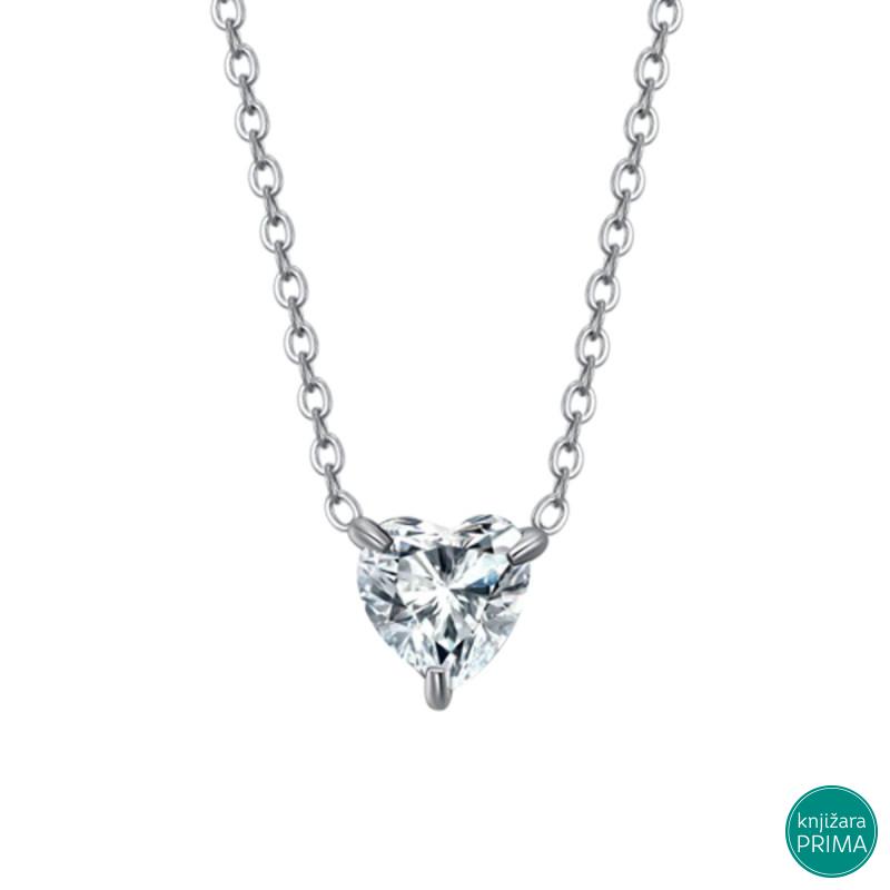 Ogrlica LUCA BARRA kristal belo srce 