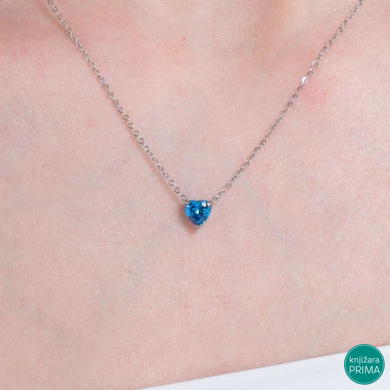 Ogrlica LUCA BARRA kristal plavo srce 