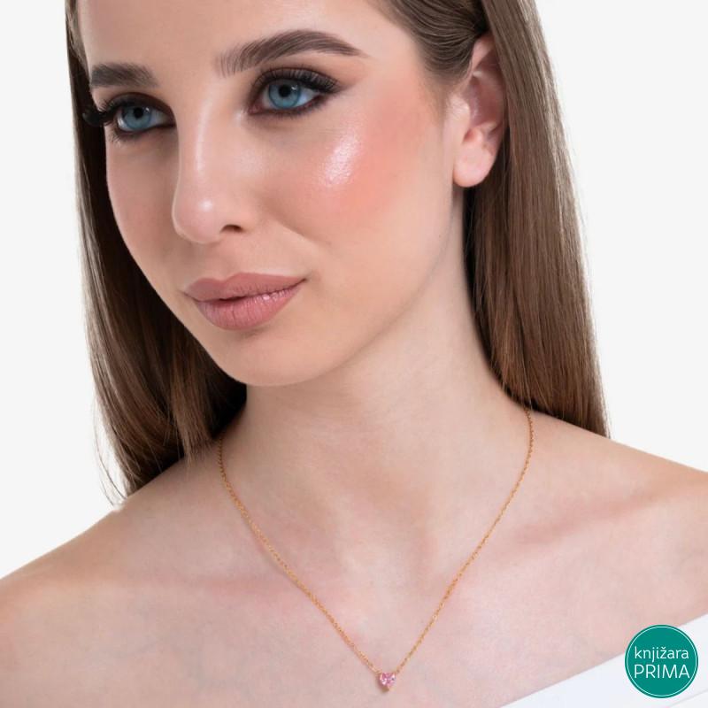 Ogrlica LUCA BARRA kristal roze srce 