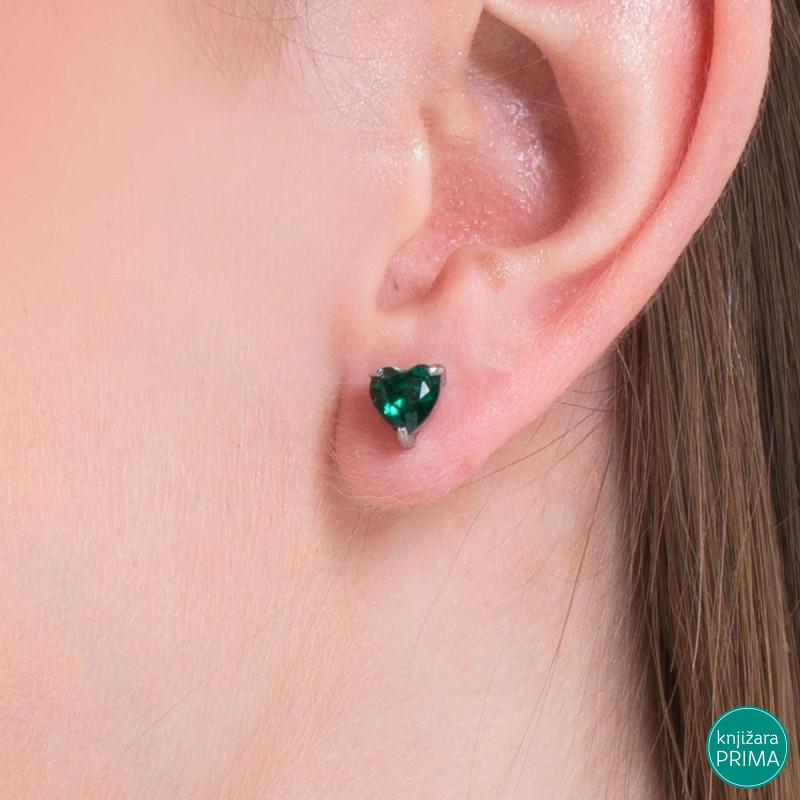 Minđuše LUCA BARRA zeleni kristali srca 