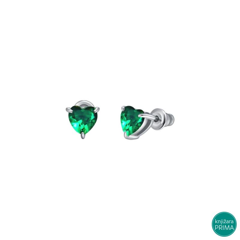 Minđuše LUCA BARRA zeleni kristali srca 