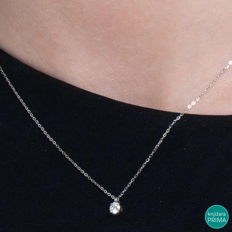 Ogrlica LUCA BARRA beli kristal 