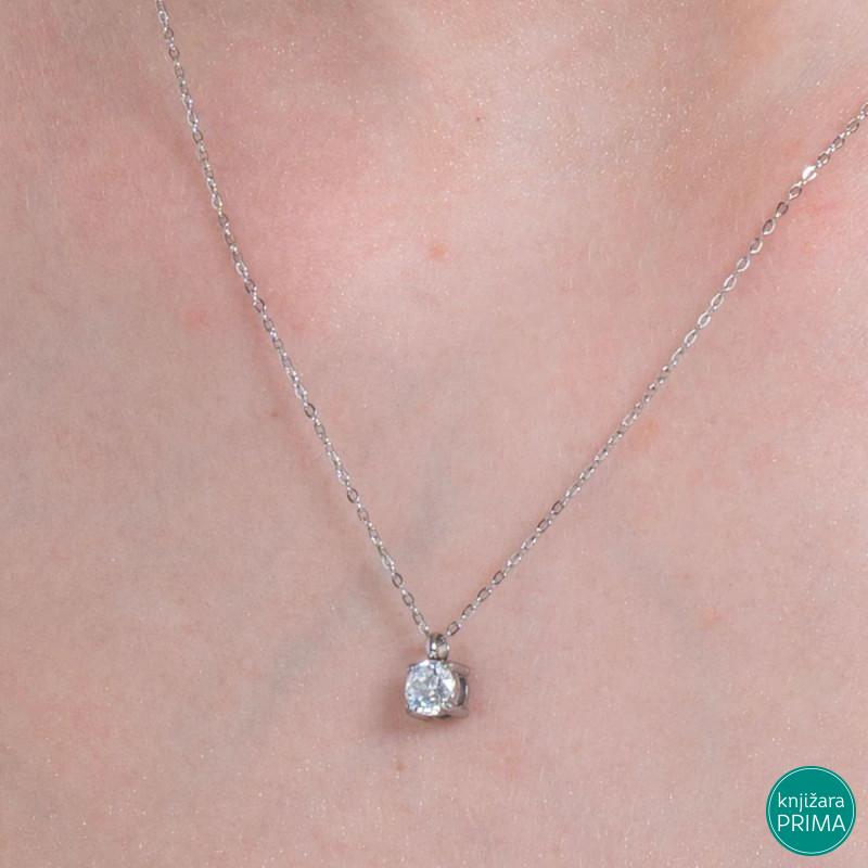 Ogrlica LUCA BARRA beli kristal 