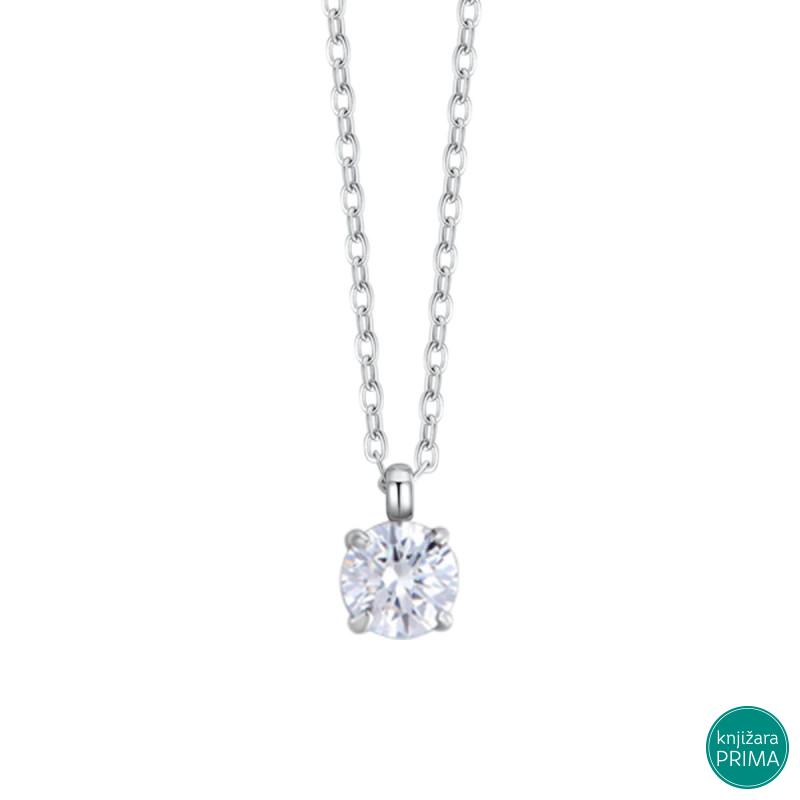 Ogrlica LUCA BARRA beli kristal 