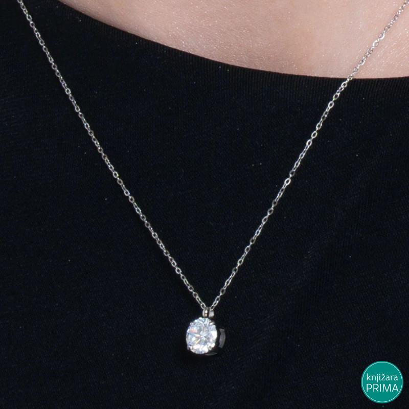 Ogrlica LUCA BARRA beli kristal 